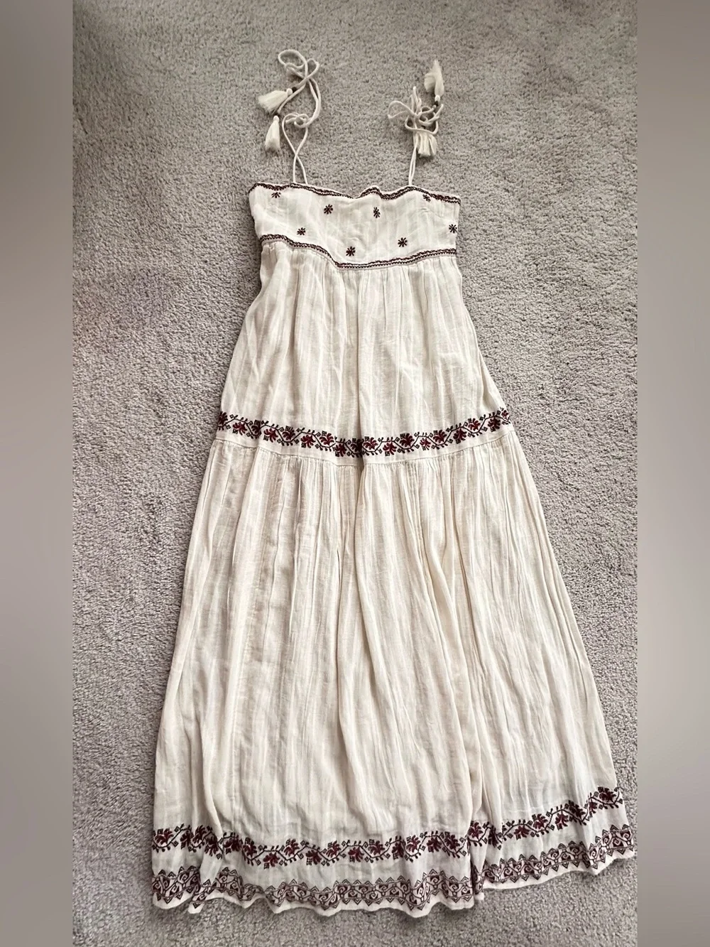 American Eagle Outfitters Empire Waist Embroidered Midi Dress Sz S - Picture 2 of 8